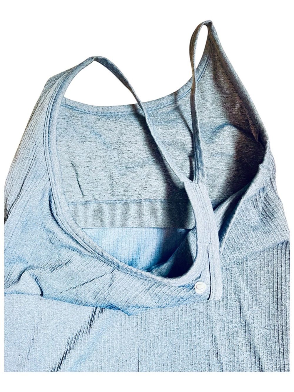 Blue Ribbed Racerback Tank Top - Picture 5 of 5